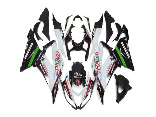 Blanco Negro ABS Kits Carenado Kawasaki ZX6R 13-18