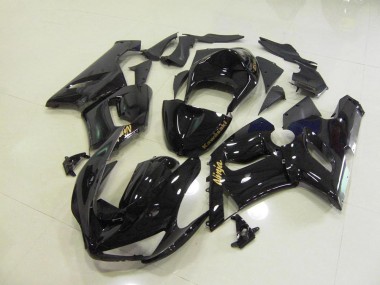 Brillante Negro Oro Calcomanías Carenado Kawasaki ZX6R 05-06