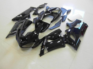 Brillante Negro Plata Calcomanías Carenado Kawasaki ZX6R 05-06