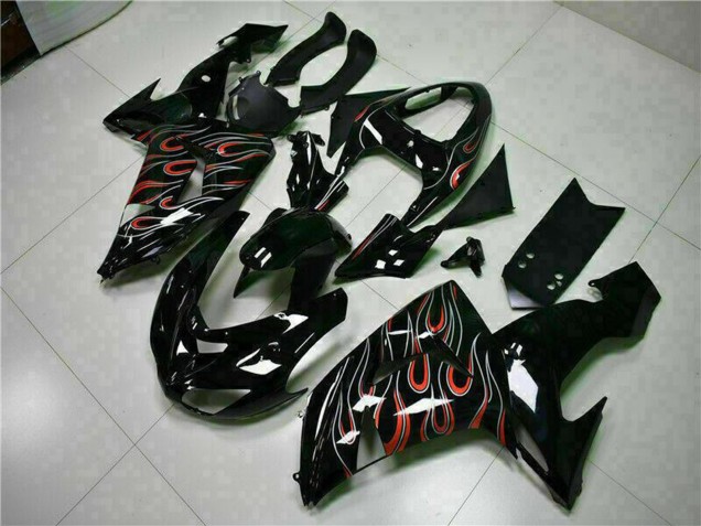 Kits Carenado Moto Kawasaki ZX10R 2006-2007 - Negro Brillante Rojo Llama