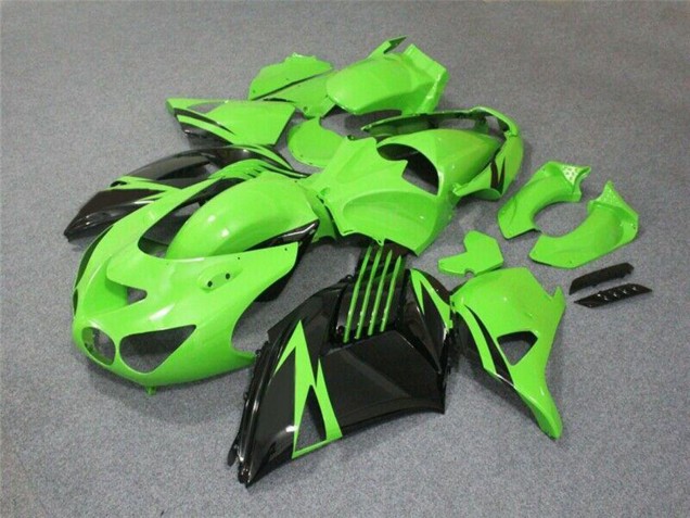 Carenado Moto Kawasaki ZX14R ZZR1400 2006-2011 - Verde Negro Brillante