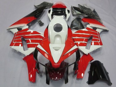 Carenados Moto Honda CBR600RR 2005-2006 - Blanco Rojo Negro Large Raya