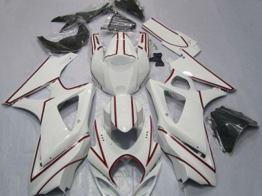 Carenados Moto Suzuki GSXR 1000 2007-2008 - Blanco Rojo Pinstripe