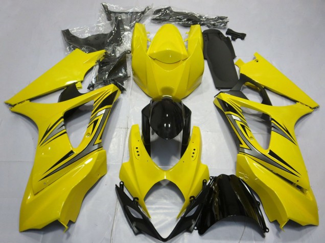 Carenados Moto Suzuki GSXR 1000 2007-2008 - Amarillo Negro Brillante OEM Estilo