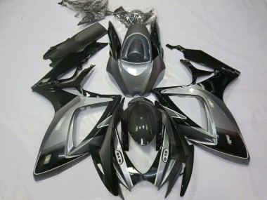 Carenados Moto Suzuki GSXR 600 / GSXR 750 2006-2007 - Gris Negro Brillante Raya