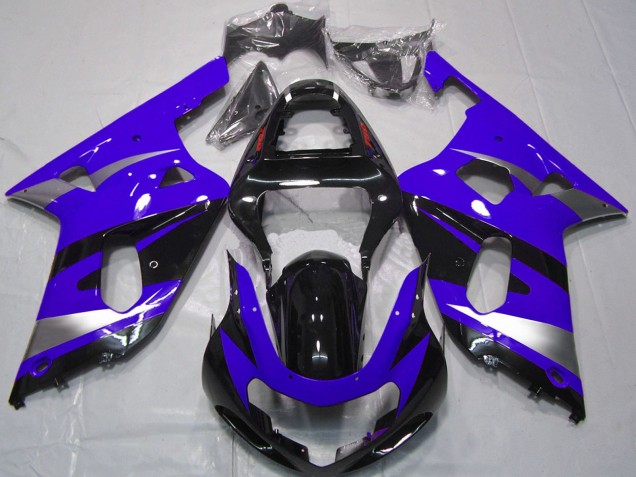 Carenados Moto Suzuki GSXR 600 / GSXR 750 2001-2003 - Azul Plata Negro Brillante OEM Estilo