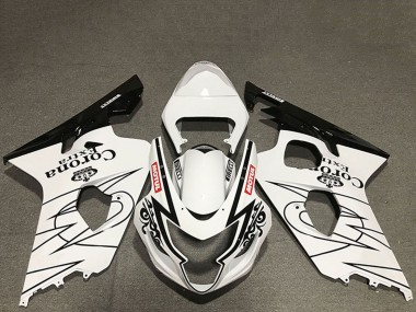 Carenados Moto Suzuki GSXR 600 / GSXR 750 2004-2005 - Blanco Negro Brillante Corona Motul Estilo