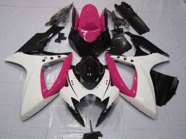 Carenados Moto Suzuki GSXR 600 / GSXR 750 2006-2007 - Rosa Blanco Negro Brillante Estrella