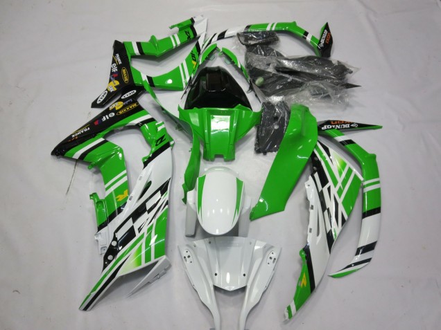 Carenados Moto Kawasaki ZX10R 2011-2015 - Blanco Verde Amarillo Negro Maxxis Dunlop