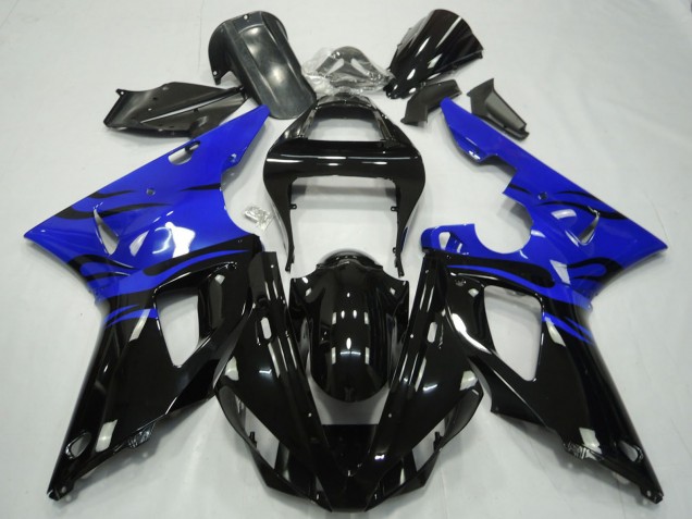 Carenados Moto Yamaha R1 2000-2001 - Azul Negro Brillante Llama