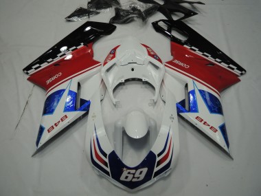 Carenados Moto Ducati 848 2007-2014 - Blanco Rojo Azul Negro Brillante Corse 69