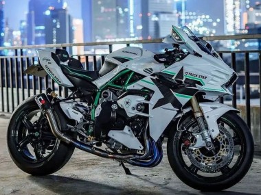 Carenados Moto Kawasaki Ninja H2 2015-2022 - Blanco Verde Línea