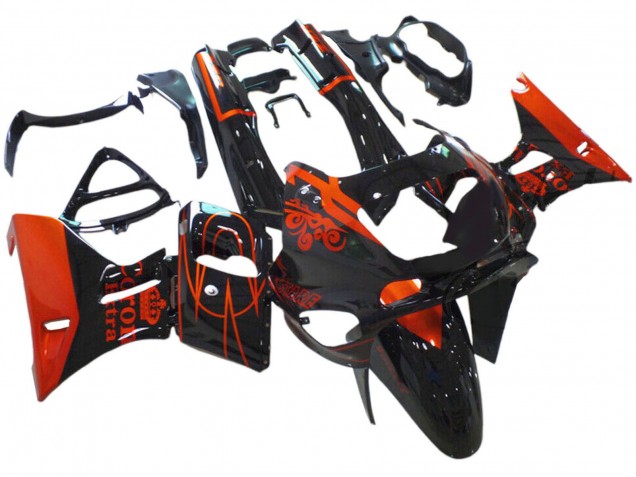 Carenados Moto Kawasaki ZZR600 1998-2003 - Negro Brillante Rojo Corona Extra
