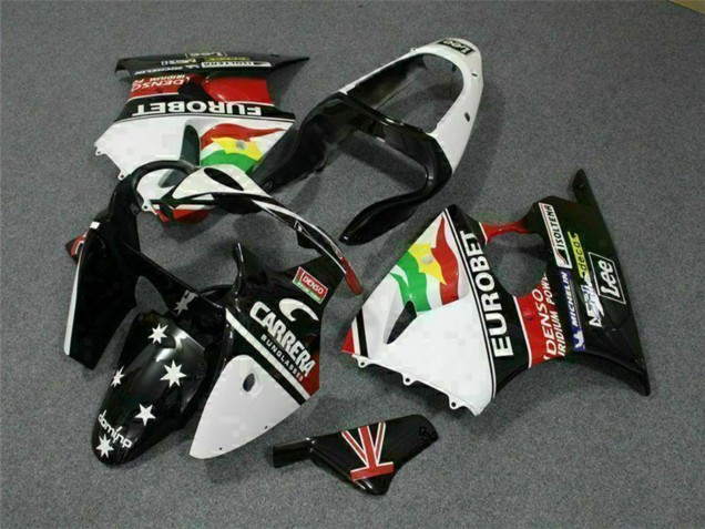 Carenados Moto Kawasaki ZX6R 2000-2002 - Blanco Rojo Amarillo Verde Negro Brillante Estrella EuroBet