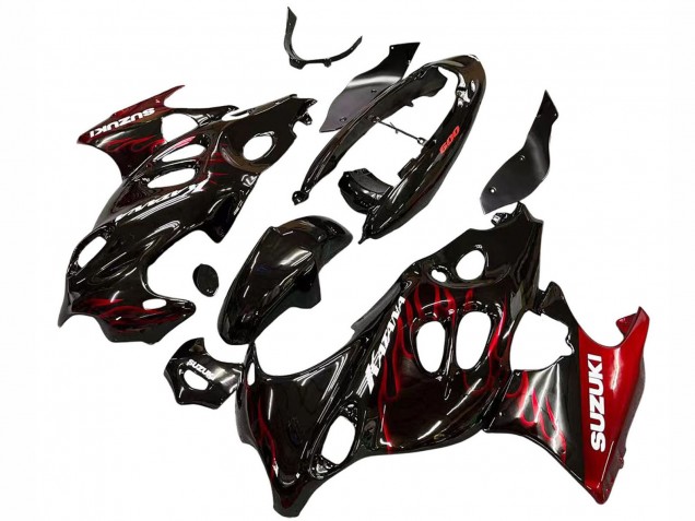 Carenados Moto Suzuki GSX600F/GSX750F 2004-2006 - Negro Brillante Rojo Llama