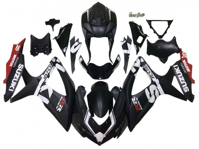 Carenados Moto Suzuki GSXR 600 / GSXR 750 2008-2010 - Negro Mate Rojo Blanco