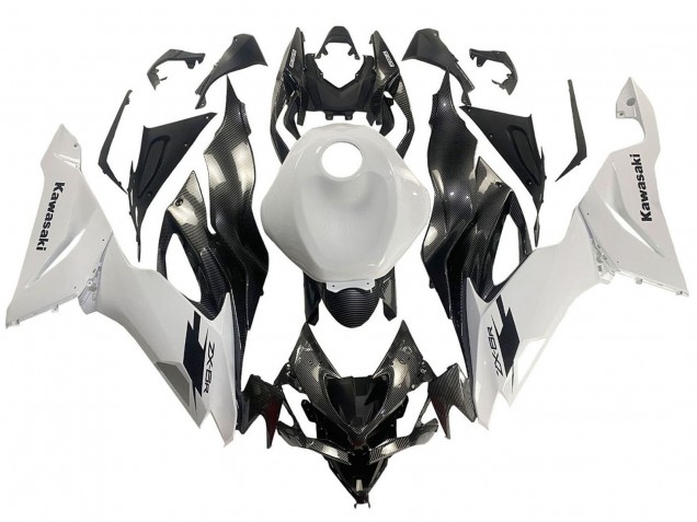Carenados Moto Kawasaki ZX6R 2019-2022 - Blanco Negro FibraCarbono