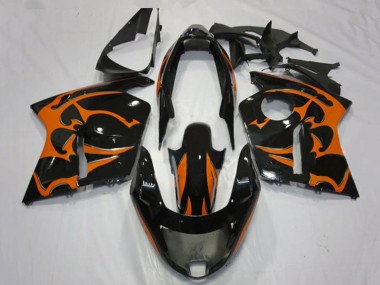Carenados Moto Honda CBR1100XX Blackbird 1996-2007 - Negro Brillante Naranja Llama