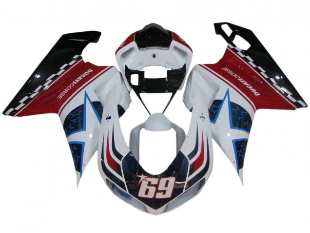 Carenados Moto Ducati 848/1098/1198 2007-2014 - Blanco Rojo Azul Negro Brillante Corse 69
