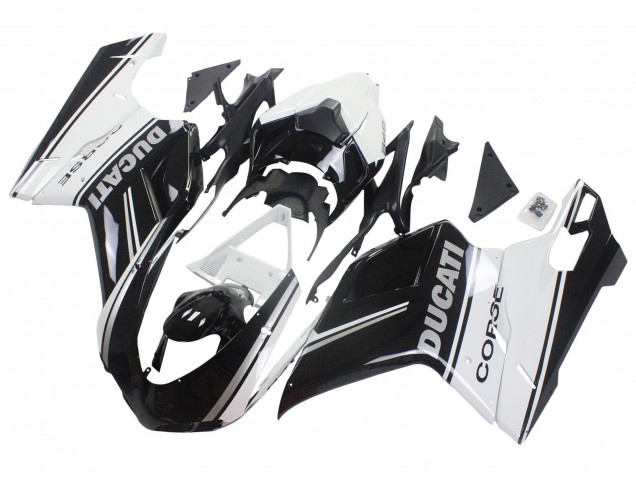 Carenados Moto Ducati 848/1098/1198 2007-2014 - Blanco Negro Brillante Corse