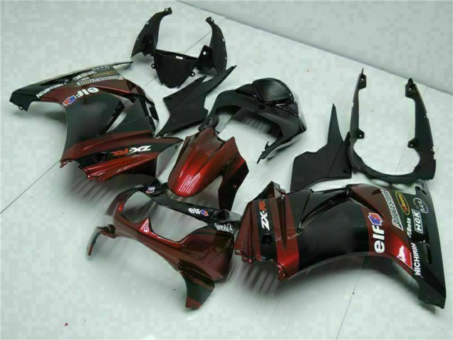 Carenados Moto Kawasaki EX250 2008-2012 - Negro Brillante Rojo Granate