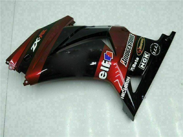 Carenados Moto Kawasaki EX250 2008-2012 - Negro Brillante Rojo Granate