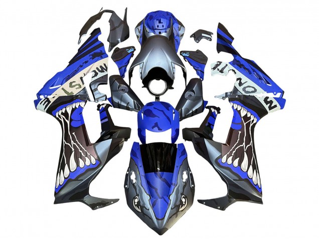 Carenados Moto Honda CBR1000RR 2017-2023 - Azul Gris Negro Brillante Monstruo