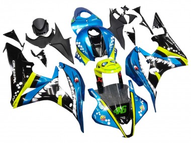 Carenados Moto Honda CBR600RR 2007-2008 - Verde Amarillo Negro Brillante Tiburón 46