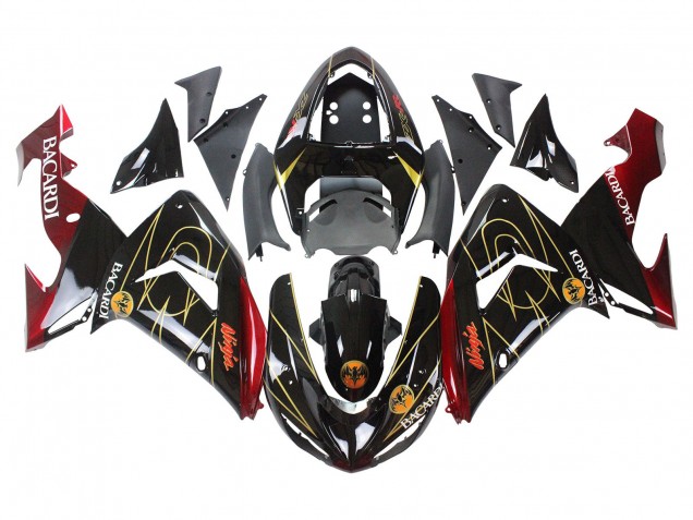 Carenados Moto Kawasaki ZX10R 2006-2007 - Negro Rojo Oro BACARDI