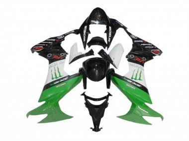 Carenados Moto Kawasaki ZX10R 2008-2010 - Negro Brillante Blanco Verde Monstruo
