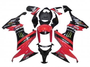 Carenados Moto Kawasaki ZX10R 2008-2010 - Rojo Negro Verde Monstruo Elf 27