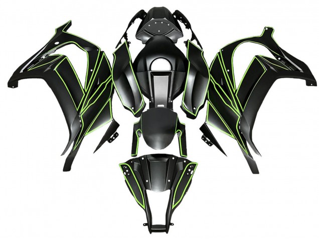 Carenados Moto Kawasaki ZX10R 2008-2010 - Negro Mate Verde Línea