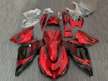 Carenado Moto Kawasaki ZX14R ZZR1400 2006-2011 - Rojo Negro Brillante