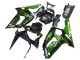 Carenados Moto Kawasaki ZX6R 2003-2004 - Negro Brillante Verde Llama