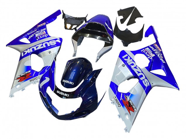 Carenados Moto Suzuki GSXR1000 2000-2002 - Azul Blanco Plata Castrol Dunlop