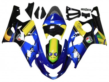 Carenados Moto Suzuki GSXR 600 / GSXR 750 2004-2005 - Azul Amarillo Negro Tiburón