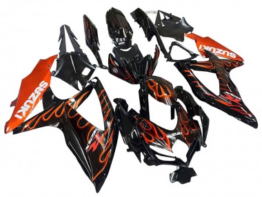 Carenados Moto Suzuki GSXR 600 / GSXR 750 2008-2010 - Negro Brillante Naranja Llama