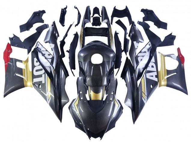 Carenados Moto Yamaha YZF R3/R25 2022-2024 - Negro FibraCarbono Estilo Oro Rojo ABBOT
