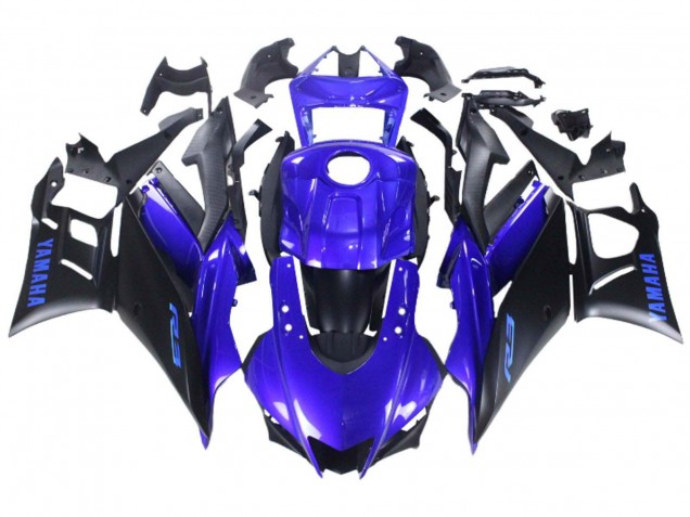 Carenado Moto Yamaha YZF R3/R25 2022-2024 - Azul Negro Mate