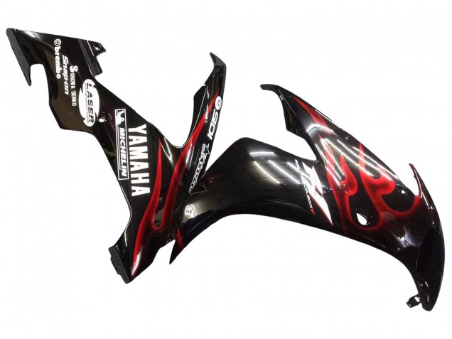 Carenados Moto Yamaha YZF 1000 R1 2004-2006 - Negro Brillante Rojo Llama