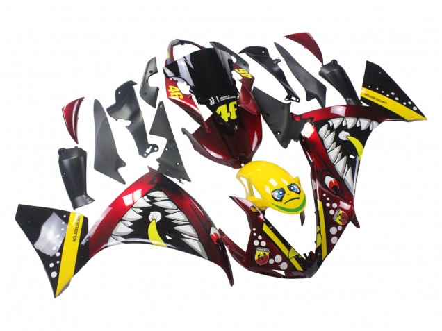 Carenados Moto Yamaha YZF 1000 R1 2009-2011 - Rojo Amarillo Negro Tiburón 46