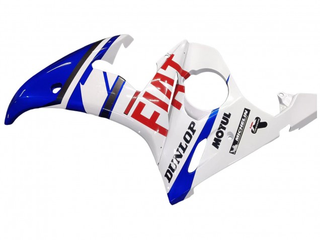 Carenados Moto Yamaha YZF 600 R6 2005 - Blanco Azul Dunlop Fiat Motul