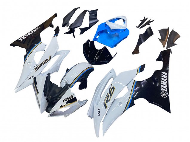 Carenado Moto Yamaha YZF 600 R6 2008-2016 - Blanco Azul Negro Brillante