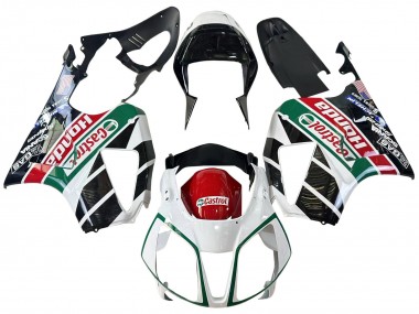 Carenados Moto Honda VTR1000 2000-2006 - Blanco Rojo Verde Negro Brillante Castrol