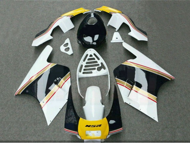 Carenados Moto Honda NSR250R 1988-1989 - Blanco Amarillo Oro Negro Brillante