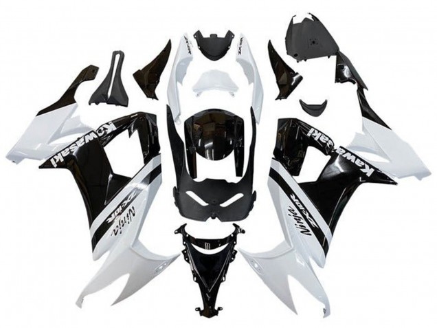 Carenados Moto Kawasaki ZX10R 2008-2010 - Blanco Negro Brillante Raya