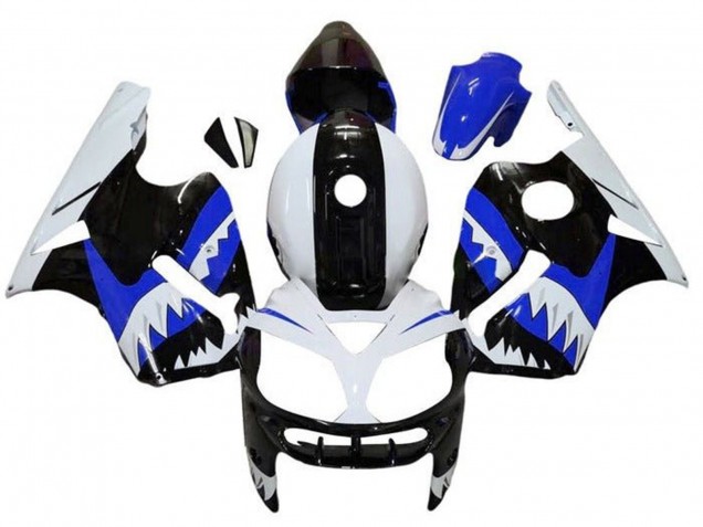 Carenados Moto Kawasaki ZX12R 2000-2001 - Blanco Negro Azul Tiburón