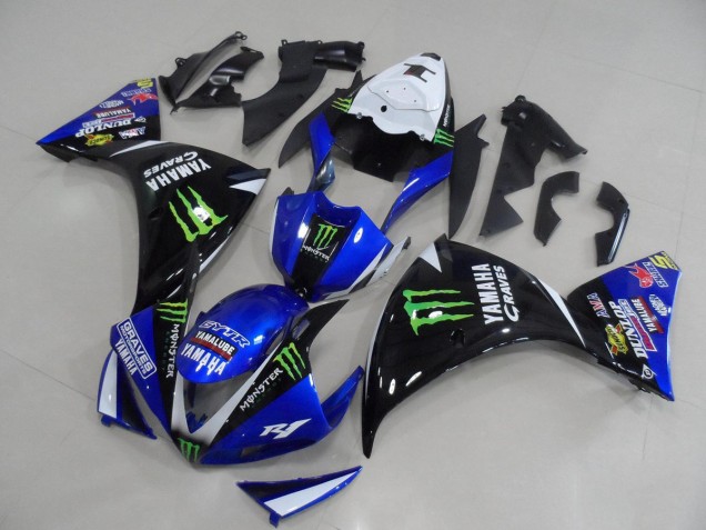 Carenados Moto Yamaha YZF R1 2012-2014 - Blanco Azul Negro Brillante Verde Graves Yamalube Monstruo