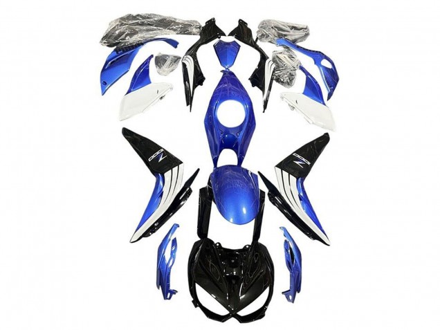 Carenados Moto Kawasaki Z1000 2014-2019 - Azul Blanco Negro Brillante