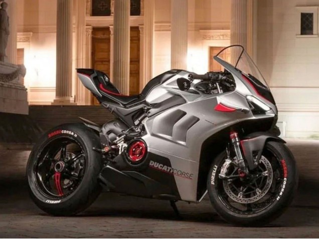 Carenados Moto Ducati Panigale V4 V4S 2020-2021 - Plata Rojo Negro